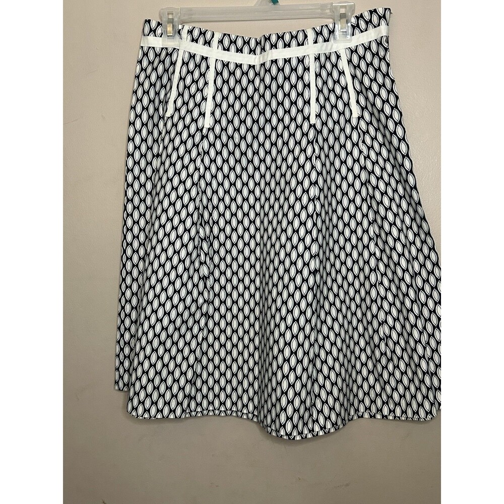 Gap A-Line Skirt Black Cream Side Zip Washable Cotton Summer SZ 8 EUC! Novelty